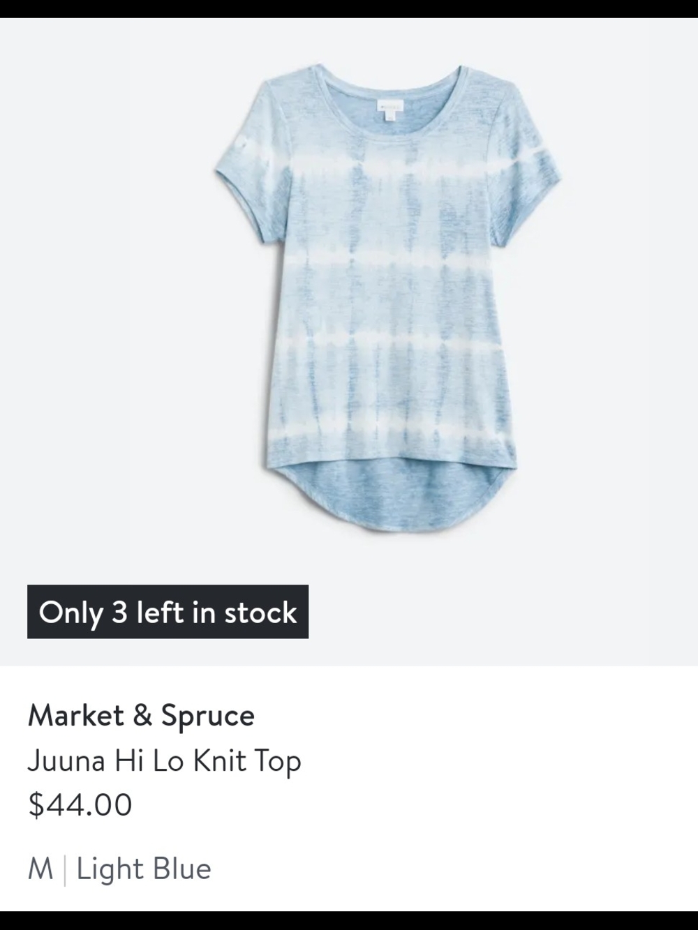Market & Spruce Kids' Light Blue Tie-Dye Hi-Low Knit Top